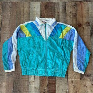 Vintage Rock Creek Casuals Colorblock Windbreaker Jacket 80s Nylon Retro Vibe